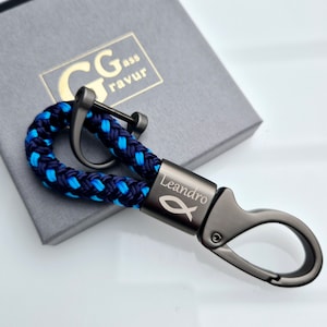 Keychain, confirmation, baptism, communion, sailing rope, carabiner, engraving, personalized gift, Christmas gift