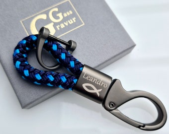Schlüsselanhänger, Firmung, Konfirmation, Taufe, Kommunion, Segeltau, Karabiner, Gravur,  personalisiertes Geschenk, Weihnachten Geschenk