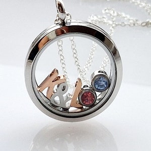 Medallón personalizado de 30 mm, piedra de nacimiento, piedras de nacimiento, collar, letra, dijes, recuerdos, regalo, Día de San Valentín, Día de la Madre