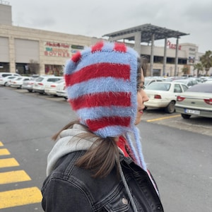 Crochet Balaclava,Handmade Bonnet, Handknit Balaclava,Red Balaclava,Knit Bonnet,Blue Bonnet,Mohair Bonnet,Custom Gift,For Her Gift