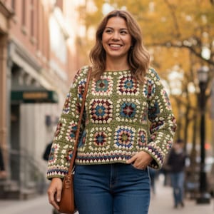 Crochet Grandma Square Stitch Special Sweater