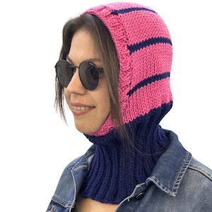 Knitted Balaclava,Hand-Knit Striped Balaclava,Mothers Day,Knit Adult Balaclava,Colorful Winter Hood,Custom Gift,Custom Knit Hat