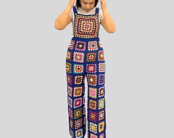 Mono de abuela tejido a crochet a mano: pantalones bohemios hippies