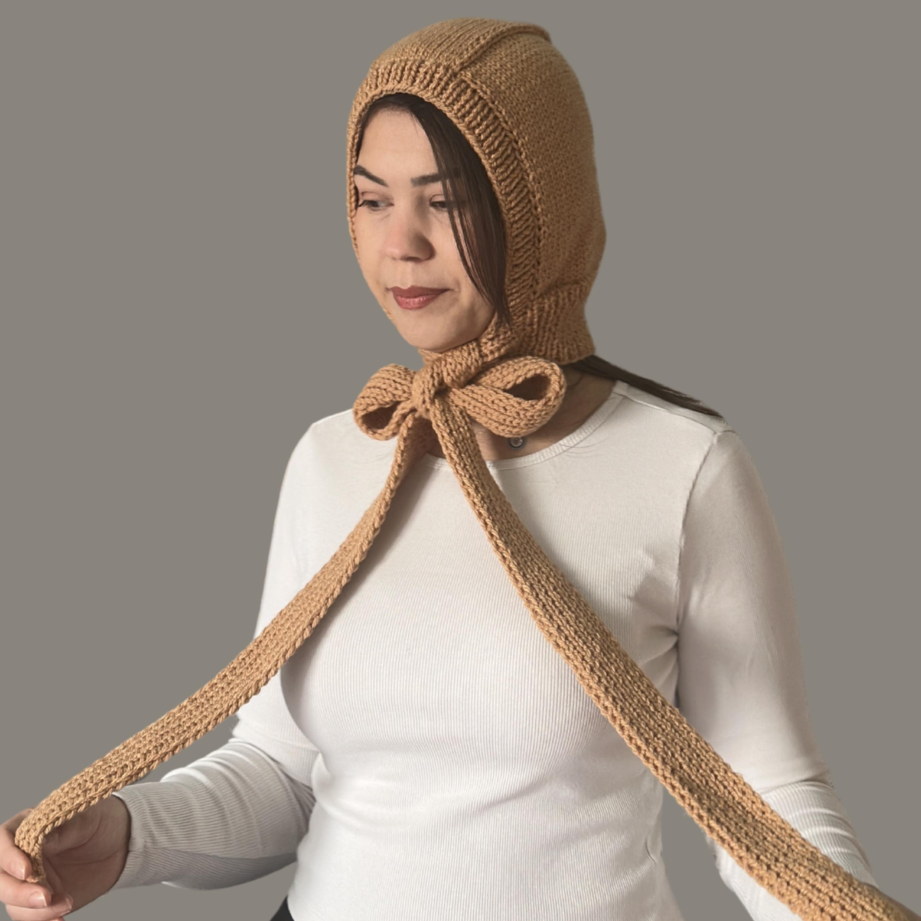 Handmade Deep Red Bonnet,knit Hooded Scarf for Women,winter Wool