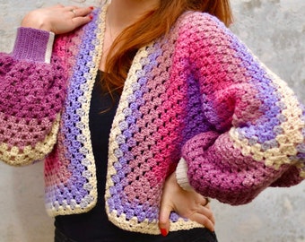 Cardigan crochet 80s - fait main