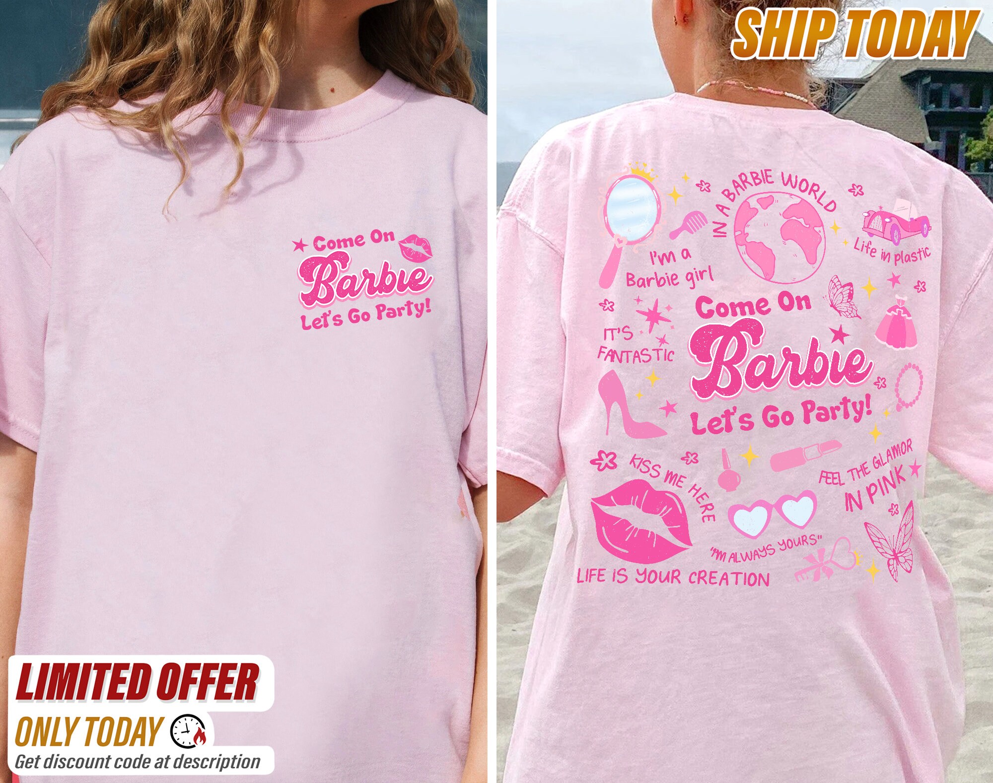 Maglietta Ufficiale Barbie Rosa Per Bambine - Cotone 100% Con Stampa Glitter - Foto 10
