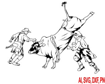 Rodeo Bull Rider SVG: Cowboy Silhouette Craft (Ai, Svg, Dxf and Png)