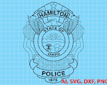 Estado de Ohio Logotipo de la policía de Hamilton, Sello, Insignia, Personalizado, Ai, Vector, SVG, DXF, PNG,