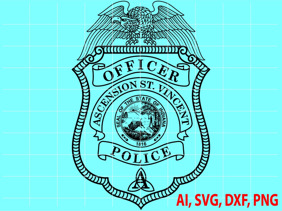 Police Badge, Indiana Police Officer Badge, Logo, Seal, Custom, Ai