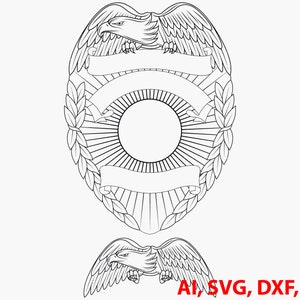 United State Police Badge Blank Badge, Logo, Seal, Custom, Ai, Vector, SVG, DXF, PNG, Digital