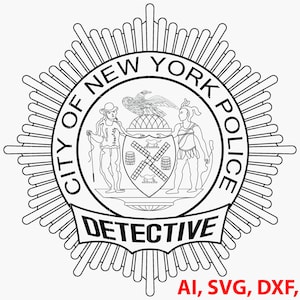 New York Detective Police Badge, Logo, Seal, Custom, Ai, Vector, SVG, DXF, PNG, Digital