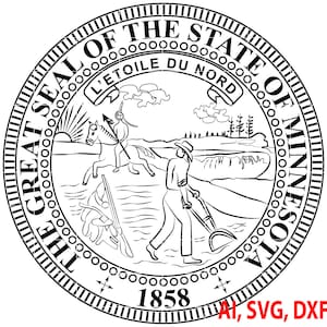 Minnesota State Seal Vector: Badge Logo (Digital Files)