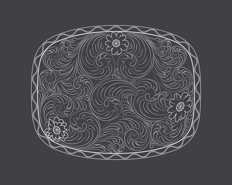 Scrollwork Buckle Engraving File, Ai, Svg, Dxf, Png Digital Files - Etsy
