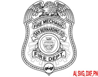 San Bernardino Fire Badge SVG | Mechanic Shield DXF