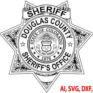 Douglas County Sheriff Badge, Logo, Seal, Custom, Ai, Vector, SVG, DXF, PNG, Digital
