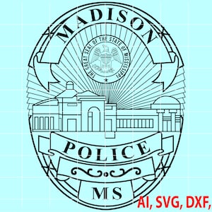 Madison Police Badge vector files for CNC Router,Vinyl,Plasma,Xcarve,Vcarve,Cricut,Ezecad,Fiberlaser machines etc.
