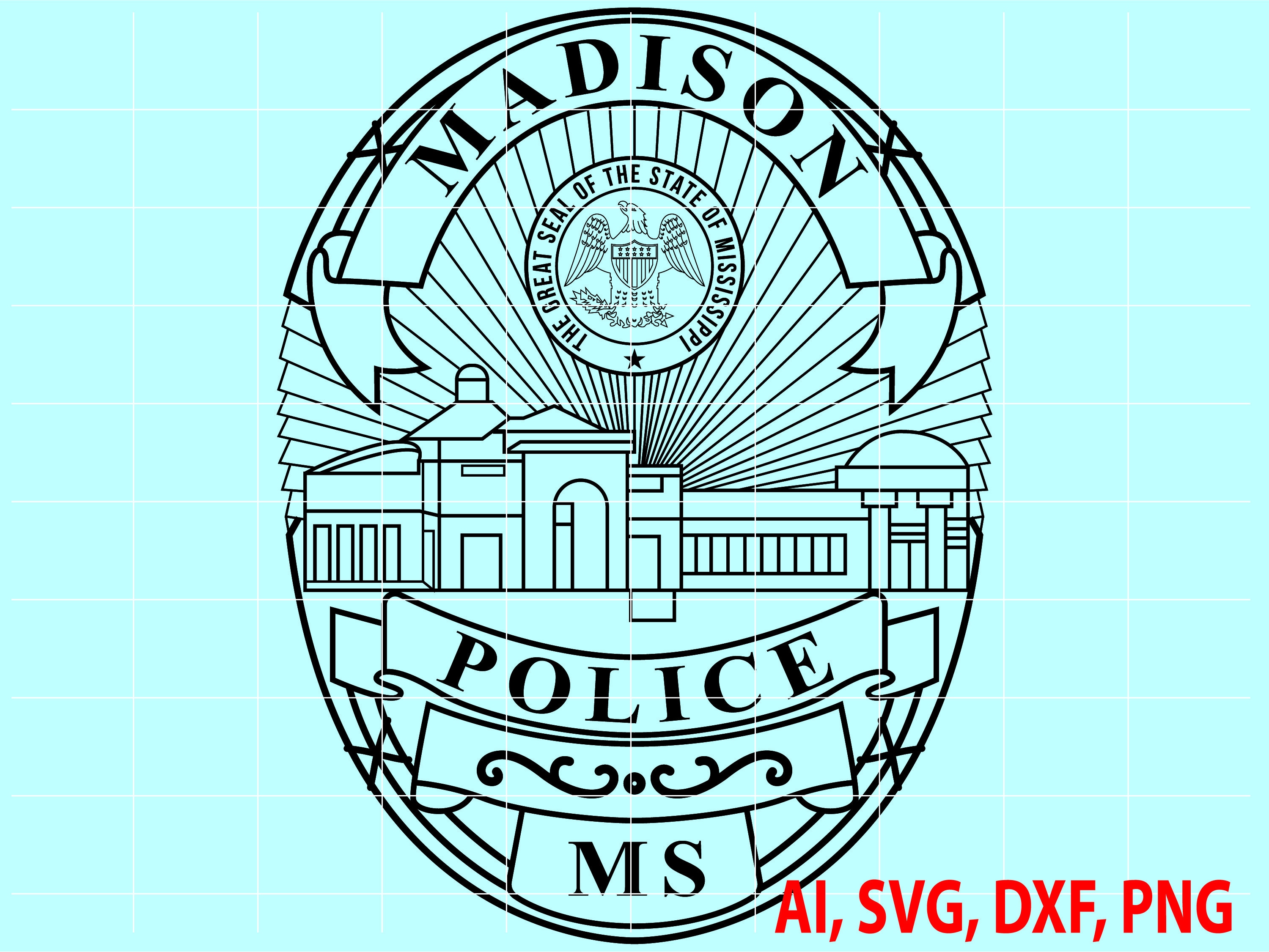 Madison Police Badge vector files for CNC Router,Vinyl,Plasma,Xcarve,Vcarve,Cricut,Ezecad,Fiberlaser machines etc.