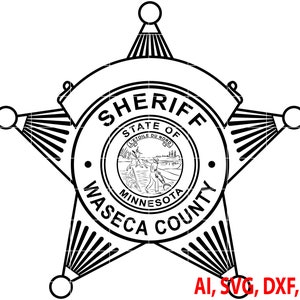 Waseca County Sheriff Badge, Logo, Seal, Custom, Ai, Vector, SVG, DXF, PNG, Digital