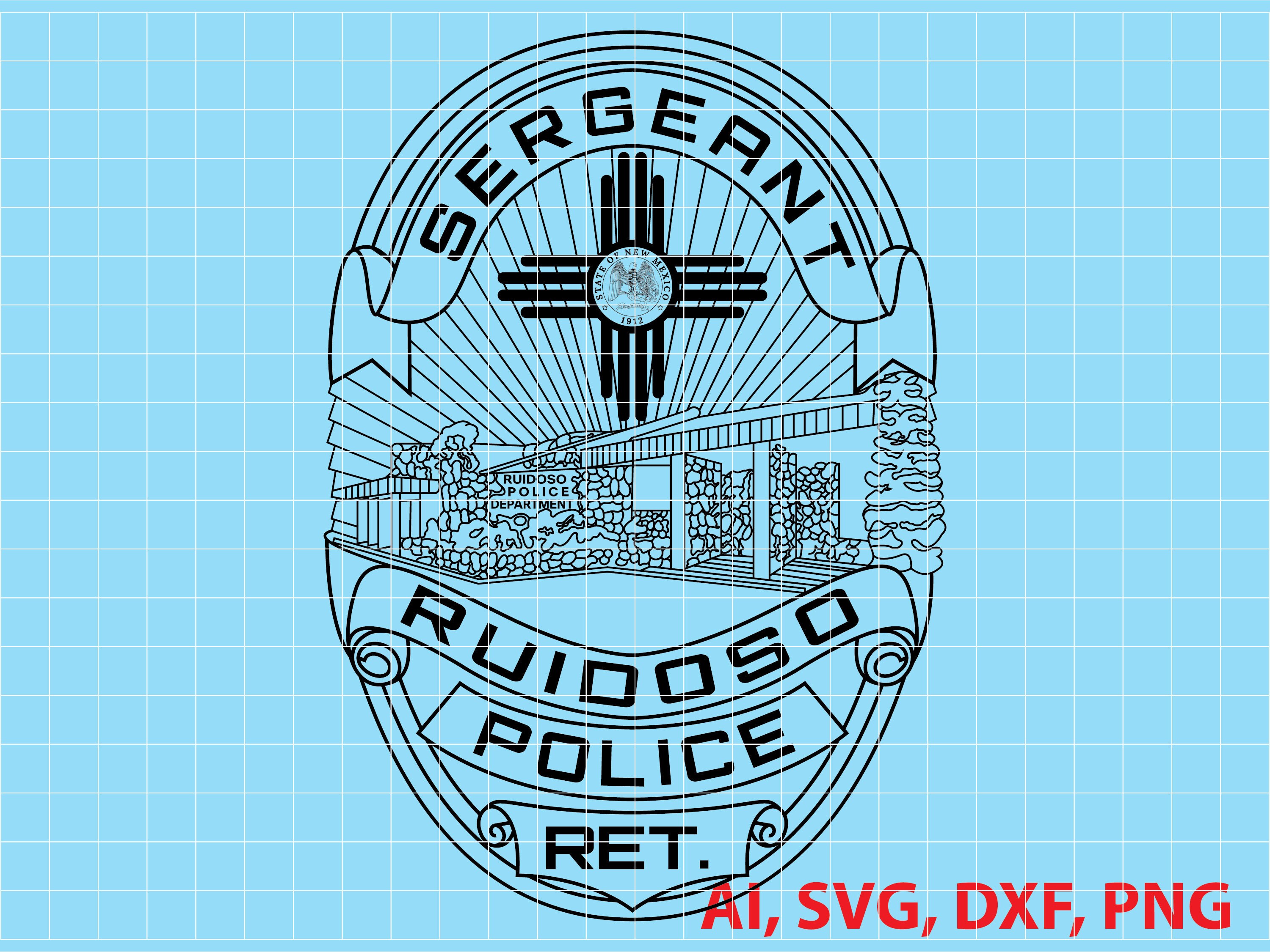 Logotipo del sargento de policía del estado de Nuevo México Ruidoso, sello,  insignia, personalizado, Ai, Vector, SVG, DXF, PNG, - Etsy México, image size:3000x2251