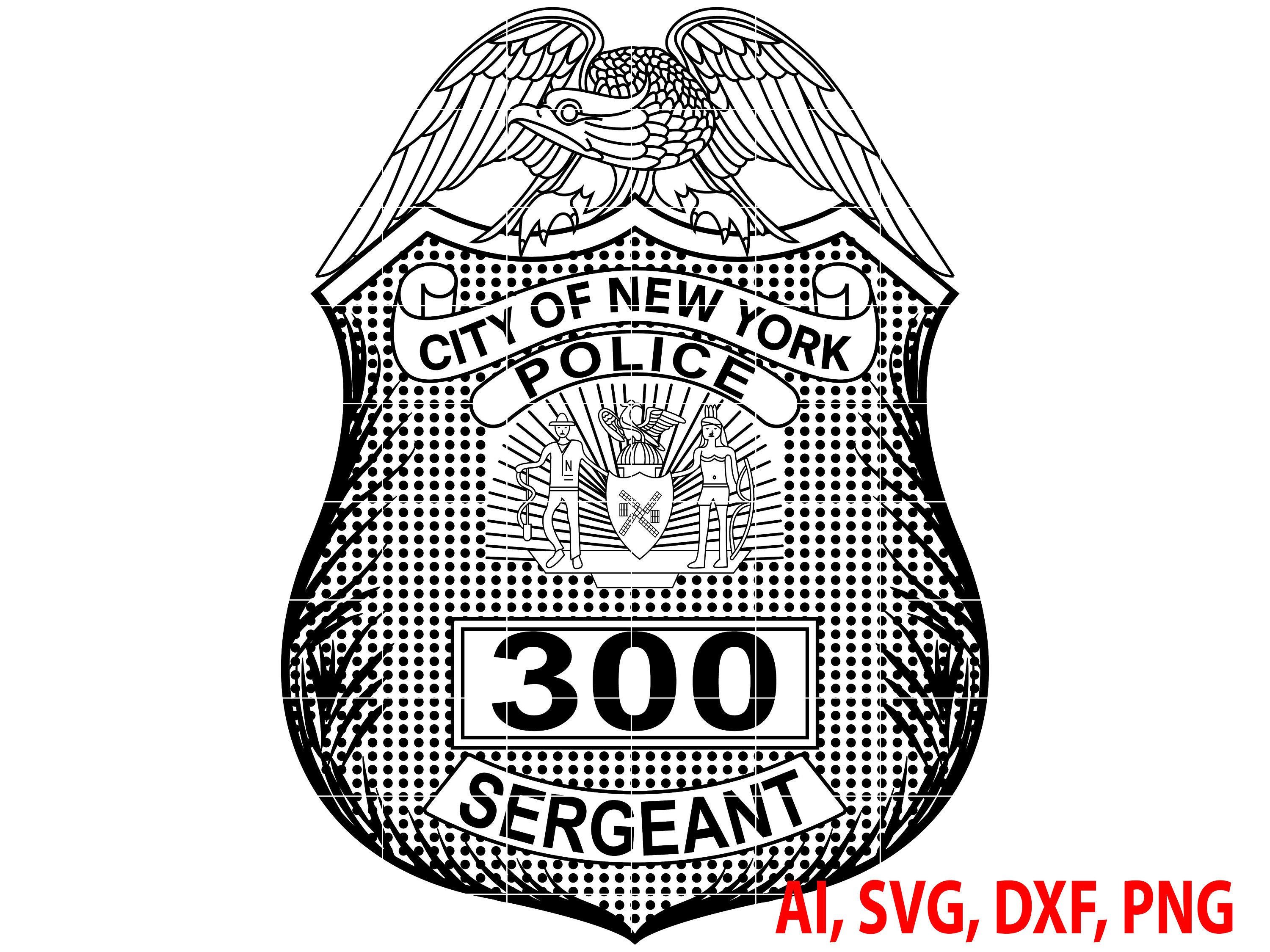City of New York Police Sergeant Badge Logo Seal Custom Etsy