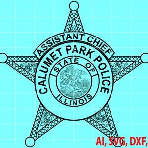 Calumet Park Polizeichef Abzeichen, Logo, Siegel, kundenspezifisch, Ai, Vektor, SVG, DXF, PNG, Digital