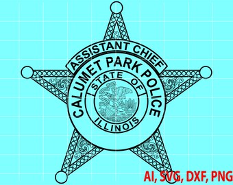 Calumet Park Police SVG | Assistant Chief DXF | Cop Star PNG