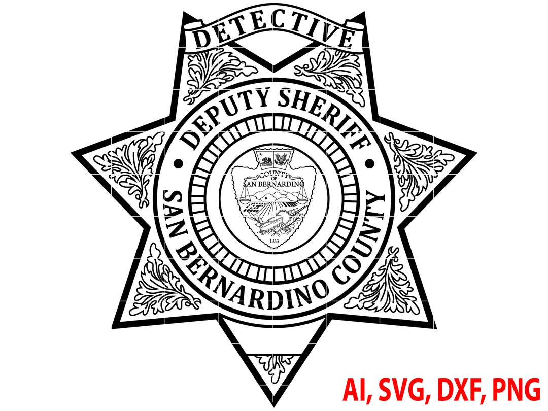 Sheriff Detective Badge San Bernardino County Deputy Sheriff Badge, Logo, Seal, Custom, Ai