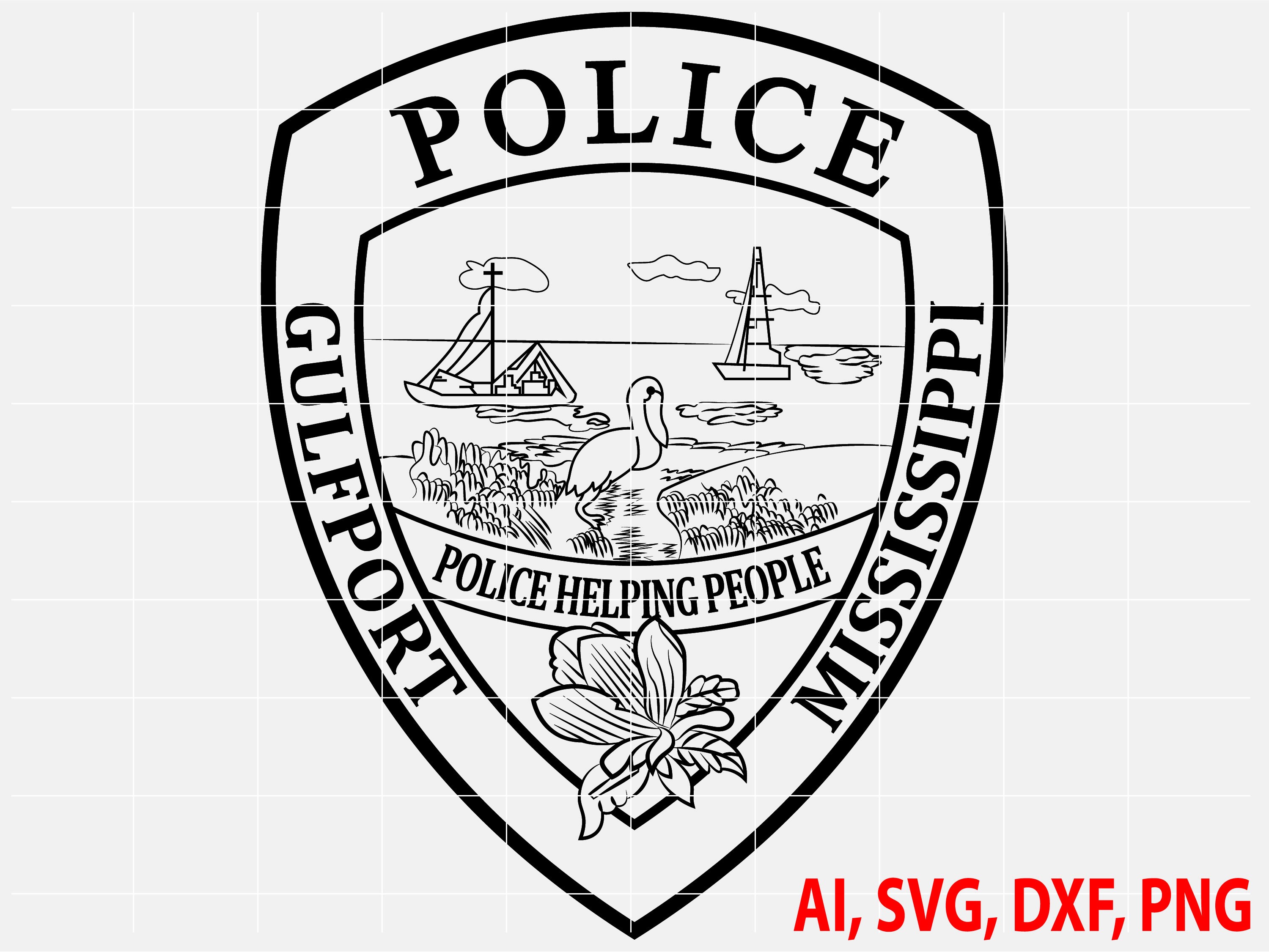 Gulfport Mississippi Police Badge Logo Seal Custom Ai Etsy UK