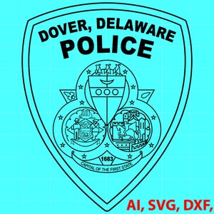 Dover Delaware Police Badge, Logo, Seal, Custom, Ai, Vector, SVG, DXF, PNG, Digital