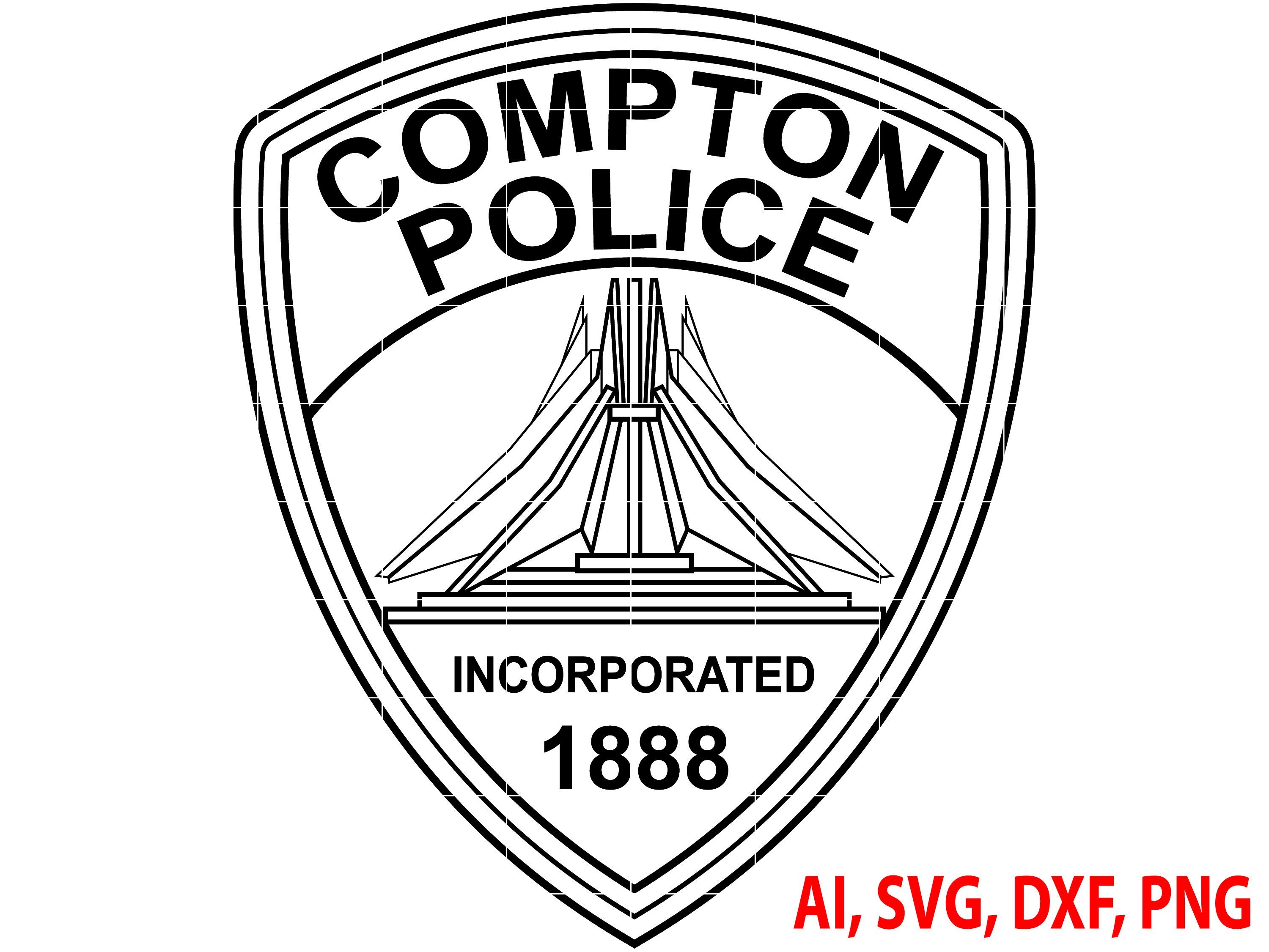 Compton Police Badge Logo Seal Custom Ai Vector SVG Etsy