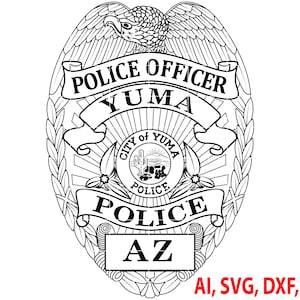 City of Yuma Police Officer Badge, Logo, Seal, Custom, Ai, Vector, SVG, DXF, PNG, Digital