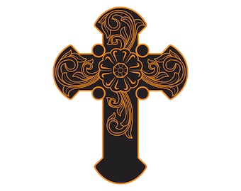 Cross Scroll Art Engraving File SVG Vector (Digital Download)