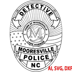 Mooresville Police Detective Badge Vector Logo (Digital)