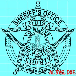 Louisa County Sheriff Badge, Logo, Seal, Custom, Ai, Vector, SVG, DXF, PNG, Digital