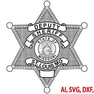 Sheriff Badge, St. Louis Mo Deputy Sheriff Badge, Logo, Seal, Custom, Ai, Vector, SVG, DXF, PNG, Digital