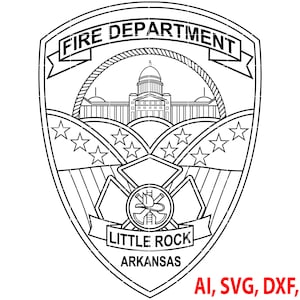 Police Badge, State of Arkansas Little Rock Fire Dept. Badge, Logo, Seal, Custom, Ai, Vector, SVG, DXF, PNG, Digital