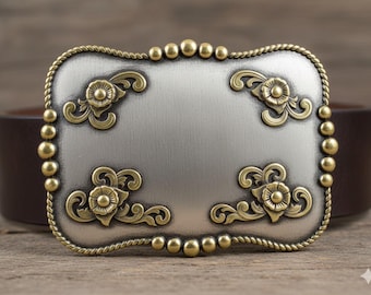 Western Scrollwork Frame Vector – Belt Buckle Engraving File (svg, dxf, ai, png)