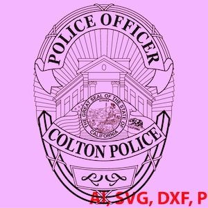 California Police Officer Badge, Logo, Seal, Custom, Ai, Vector, SVG, DXF, PNG,