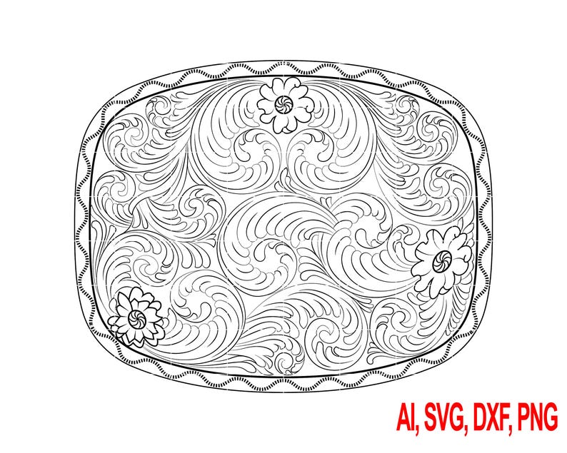 Scrollwork Buckle Engraving File, Ai, Svg, Dxf, Png Digital Files - Etsy