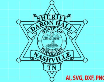 State of Tennessee Daron Hall Nashville Sheriff Badge, Logo, Seal, Custom, Ai, Vector, SVG, DXF, PNG, Digital