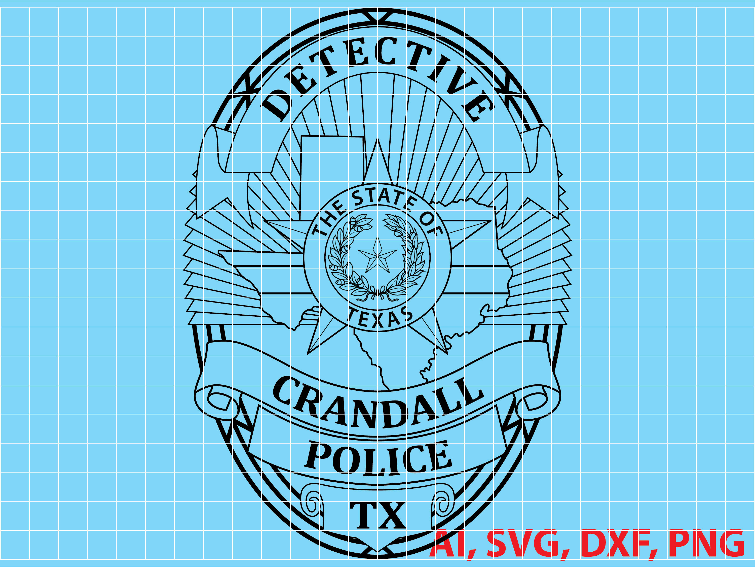 State of Texas Crandall Detective Police Logo Seal Badge Etsy