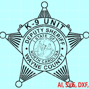 Wayne County Deputy Sheriff Badge vector files for CNC Router,Vinyl,Plasma,Xcarve,Vcarve,Cricut,Ezecad,Fiberlaser machines etc.