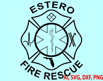 Archivos vectoriales de la insignia de bomberos de Estero: enrutador CNC, vinilo, plasma (descarga digital)