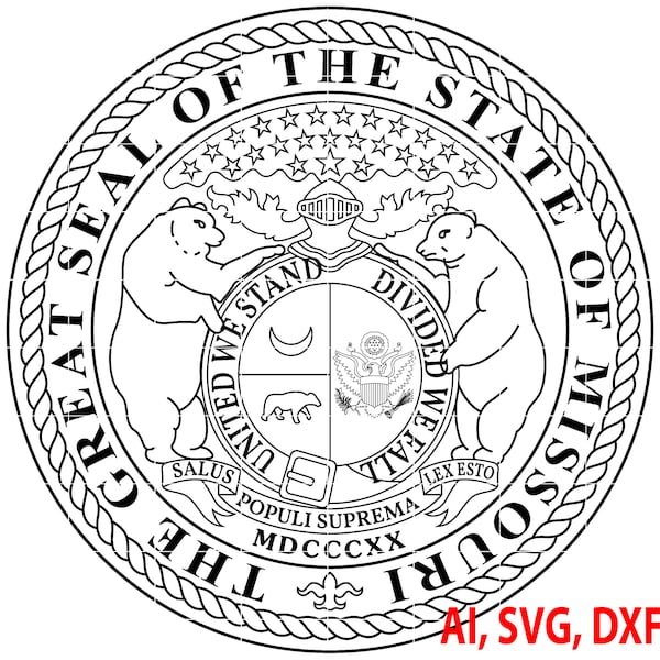 Seal, The Great Seal of the State of Missouri Badge, Logo, Seal, Custom, Ai, Vector, SVG, DXF, PNG, Digital