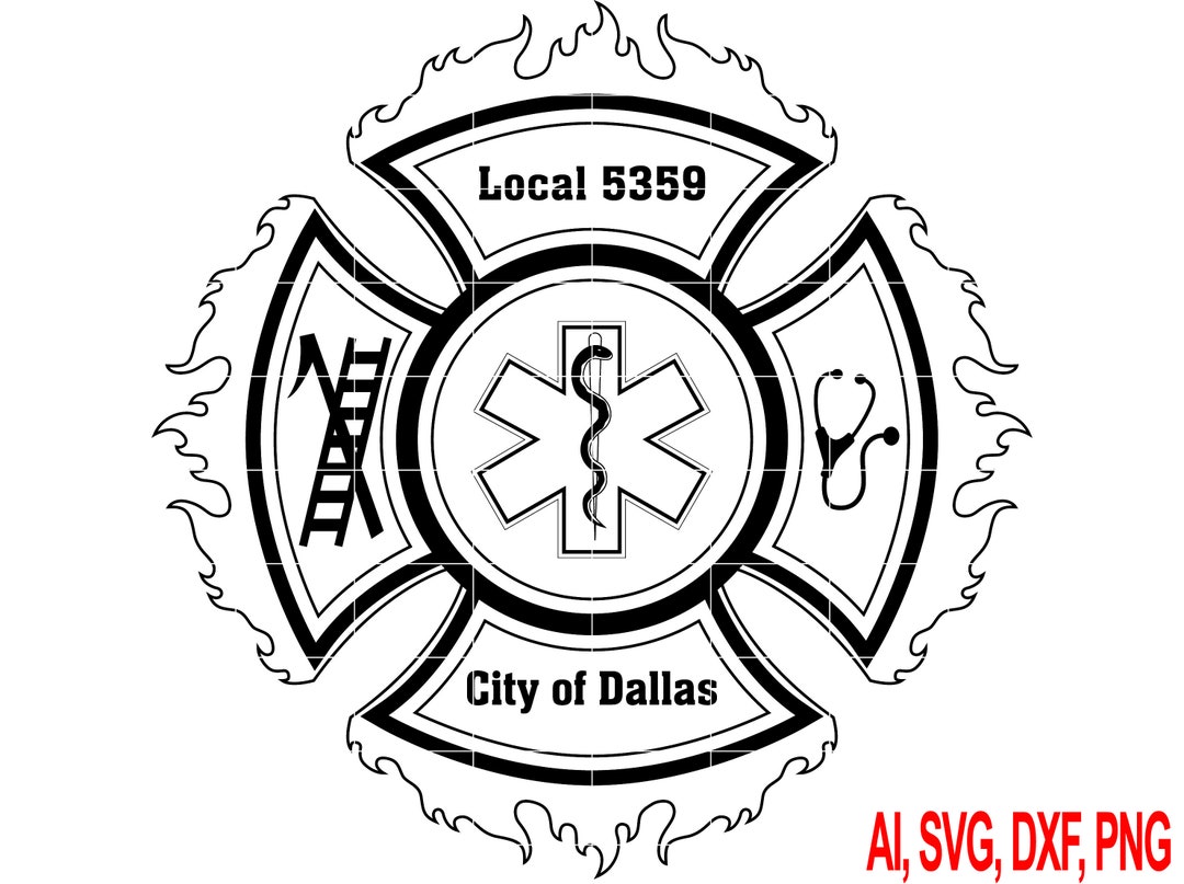 City of Dallas Fire Dept Badge Vector Art Etsy