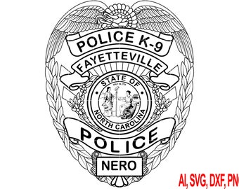 North Carolina Fayetteville Police Badge vector file for Laser Engraving, Woodworking, CNC Router, Cricut, Ezecad etc.
