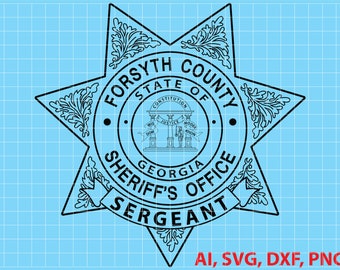 Forsyth County Sheriff SVG | Georgia Sergeant DXF | Cop Star PNG