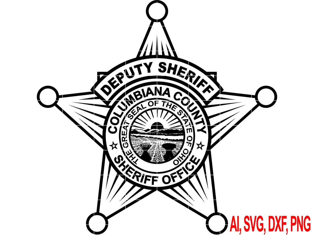 Columbiana County Deputy Sheriff Badge Vector Line Art Svg/dxf Files