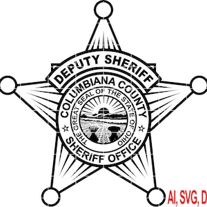 Columbiana County Deputy Sheriff Badge Vector line art svg/Dxf files for Engraving