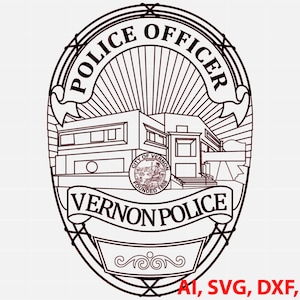 City of Vernon Police Officer Badge, Logo, Seal, Custom, Ai, Vector, SVG, DXF, PNG, Digital